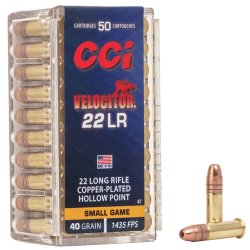 CCI Rimfire Ammunition 22 LR Velocitor CP HP 40gr 50/Box