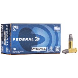 Federal Rimfire Ammunition 22 LR HV Champion Training 40gr Clam 500/Box