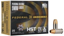 Federal Personal Defense Ammo 9mm Luger HST 124gr 20/Box
