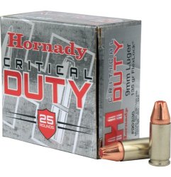 Hornady Critical Duty® Ammo 9mm Luger 135 gr Flexlock® Duty 25/Box